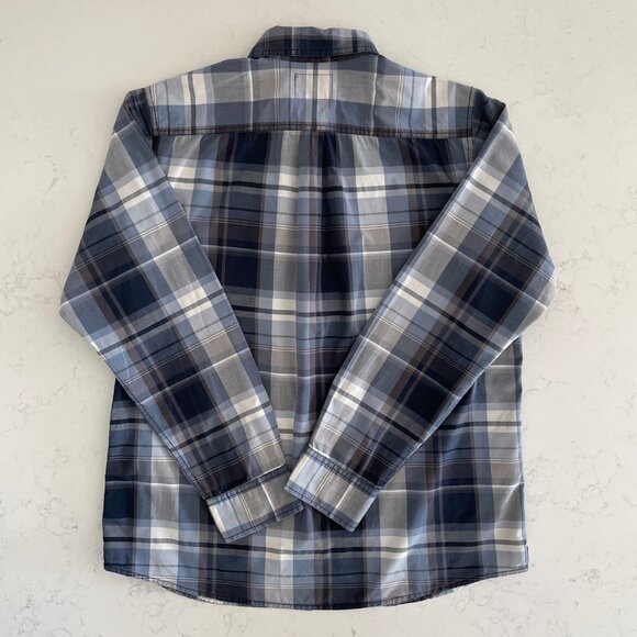 The North Face Casual LS Button Down Plaid 100% Cotton Shirt Blues + White Sz L - Picture 8 of 13